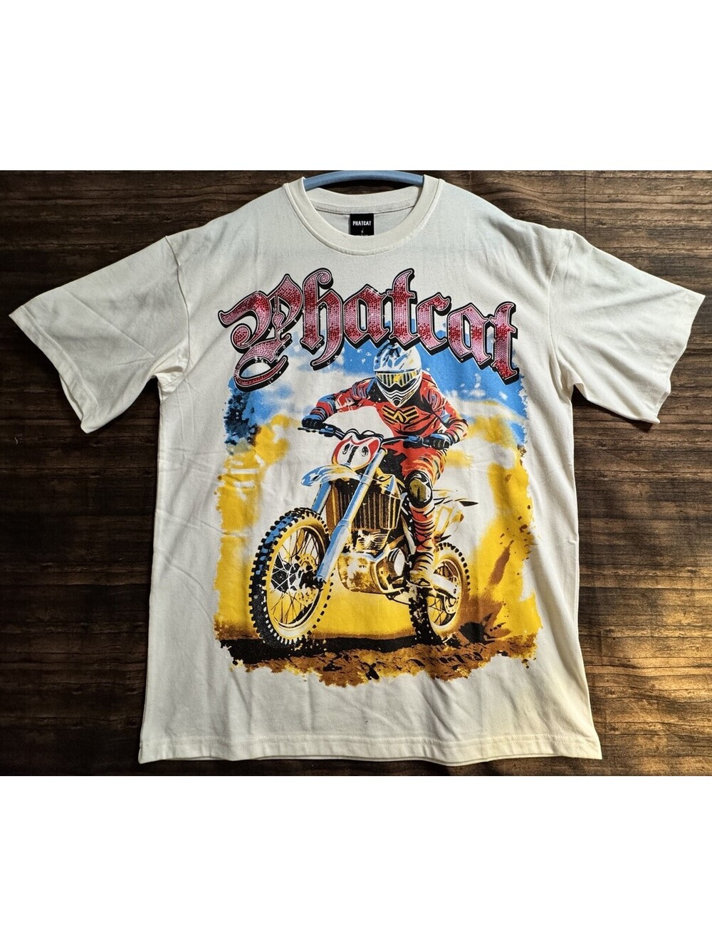 Phatcat Men’s Motocross Rhinestone Front & Back Graphic T-Shirt Size Small NWT